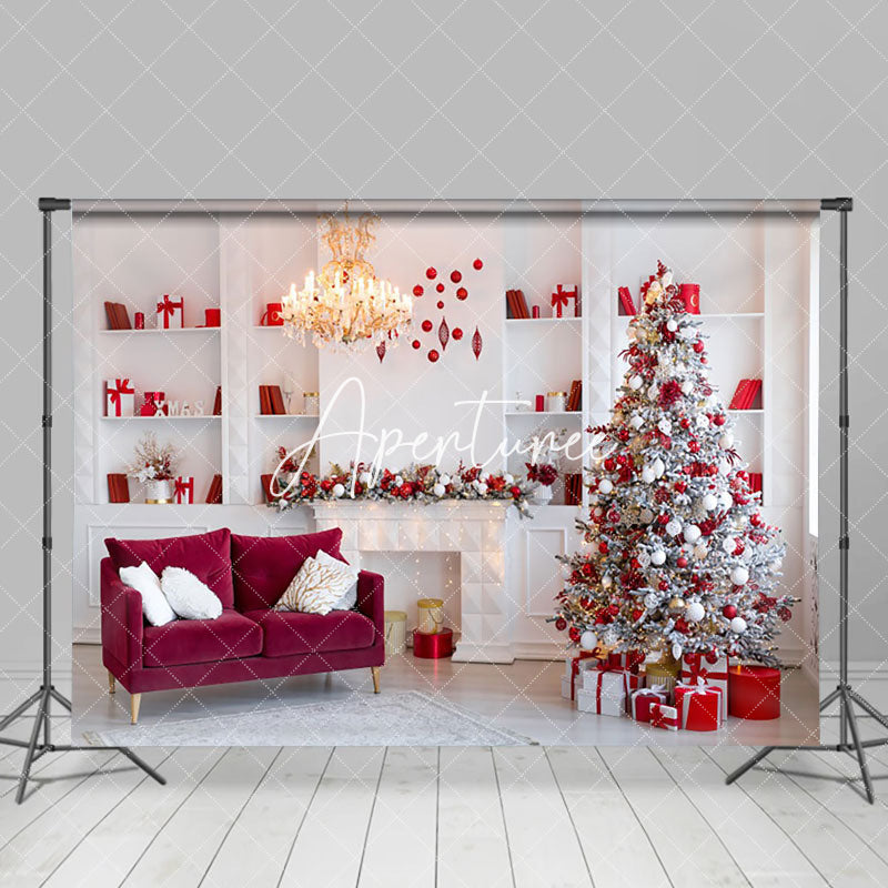 Aperturee - Aperturee White Elegant Closet Fireplace Christmas Backdrop