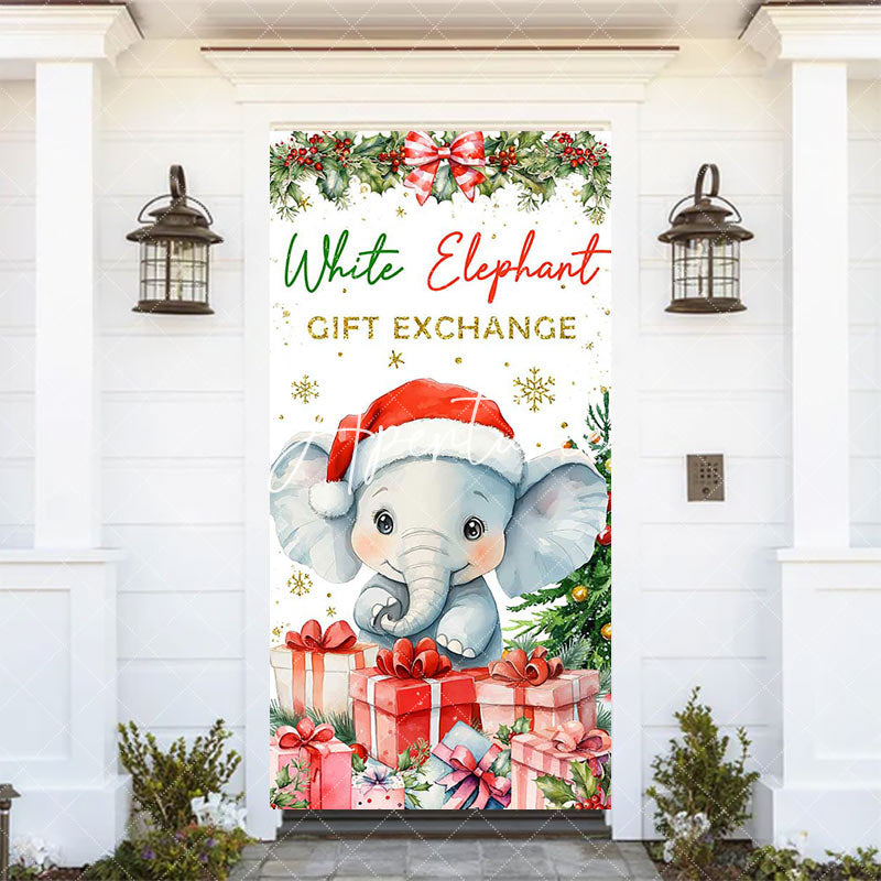 Aperturee - Aperturee White Elephant Gift Exchange Christmas Door Cover