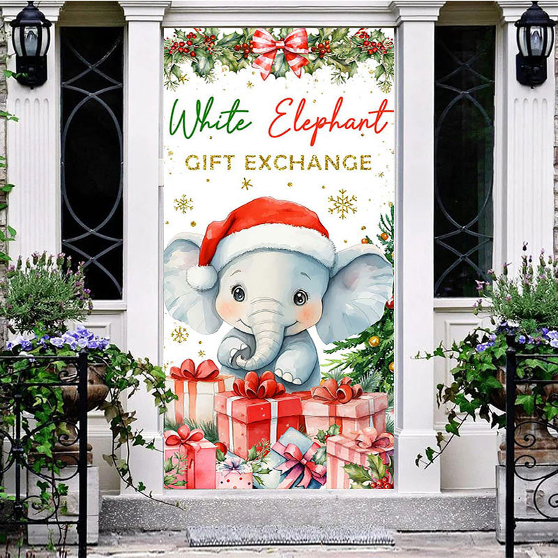 Aperturee - Aperturee White Elephant Gift Exchange Christmas Door Cover