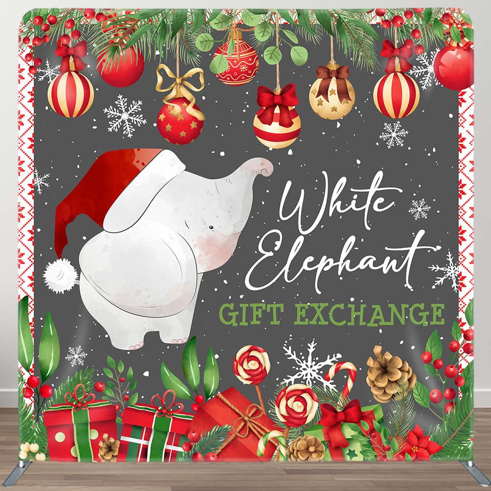 Aperturee - Aperturee White Elephant Gifts Exchange Pillow Case Backdrop