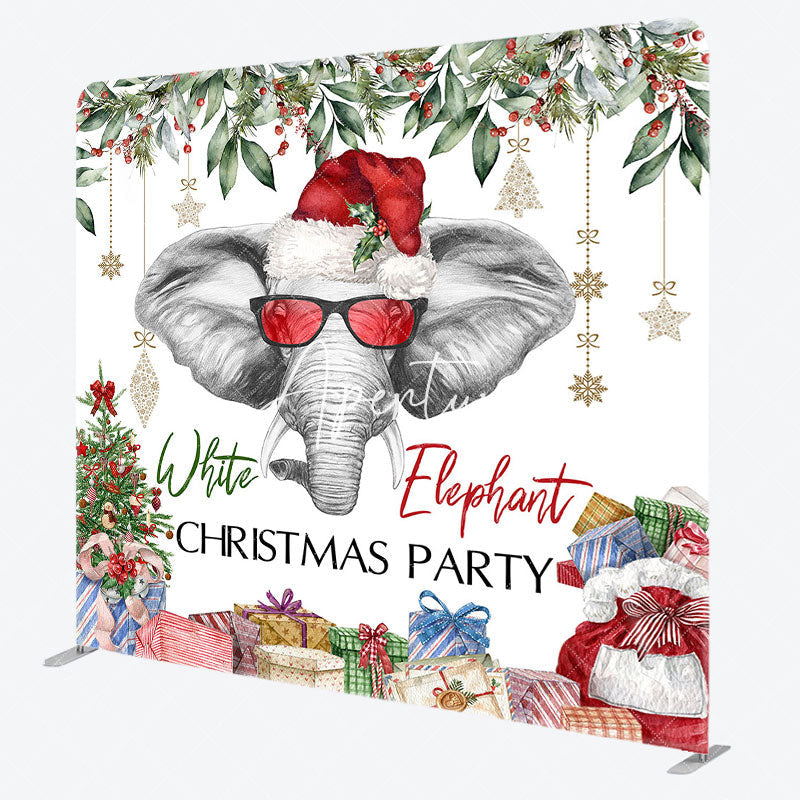 Aperturee - Aperturee White Elephant Gifts Xmas Tension Fabric Backdrop