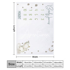 Aperturee - Aperturee White Elephant Night Month Table Custom Name Blanket