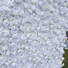 Aperturee - Aperturee White Faux Flower Wall Panels For Wedding Decoration