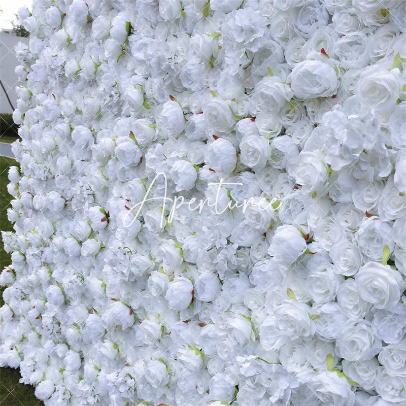 Aperturee - Aperturee White Faux Flower Wall Panels For Wedding Decoration