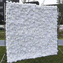 Aperturee - Aperturee White Faux Flower Wall Panels For Wedding Decoration