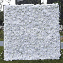 Aperturee - Aperturee White Faux Flower Wall Panels For Wedding Decoration