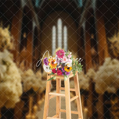 Aperturee - Aperturee White Floral Church Architecture Wedding Backdrop