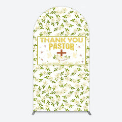 Aperturee - Aperturee White Floral Leaves Thank You Pastor Arch Backdrop