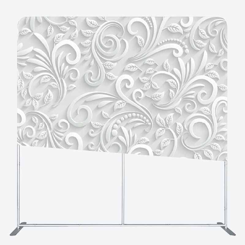 Aperturee - Aperturee White Floral Relief Sculpture Backdrop Cover For Decor