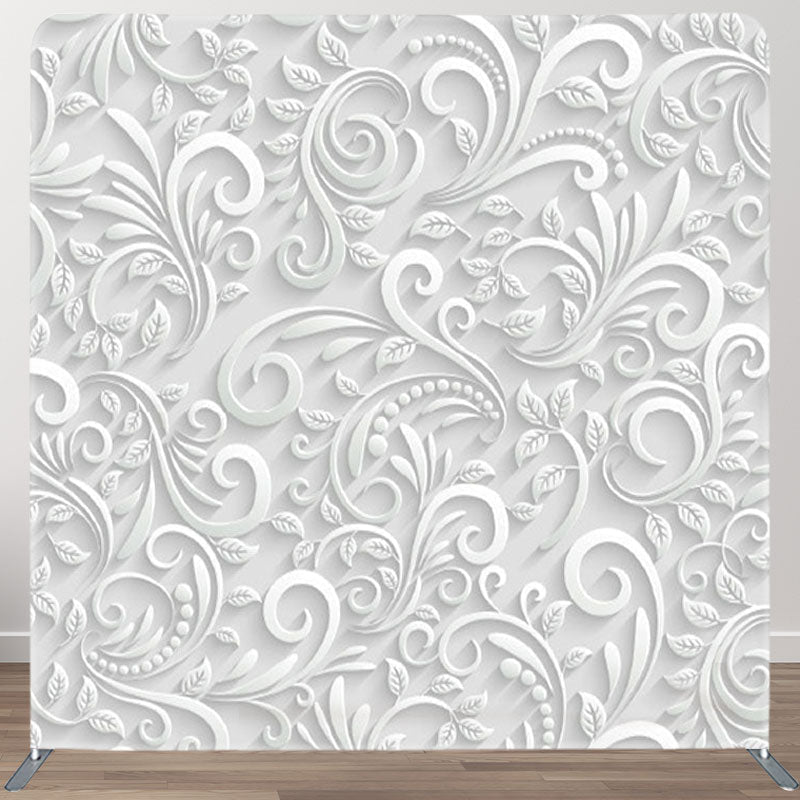 Aperturee - Aperturee White Floral Relief Sculpture Backdrop Cover For Decor