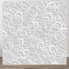 Aperturee - Aperturee White Floral Relief Sculpture Backdrop Cover For Decor