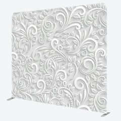 Aperturee - Aperturee White Floral Relief Sculpture Backdrop Cover For Decor