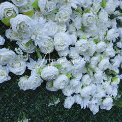 Aperturee - Aperturee White Flower Artificial Greenery Wall For Wedding