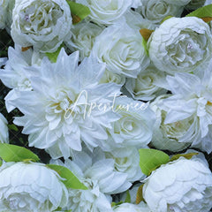 Aperturee - Aperturee White Flower Artificial Greenery Wall For Wedding