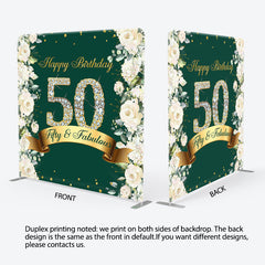 Aperturee - Aperturee White Flower Green Fabric Backdrop Cover for Birthday