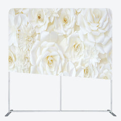 Aperturee - Aperturee White Flower Theme Fabric Backdrop Cover for Birthday