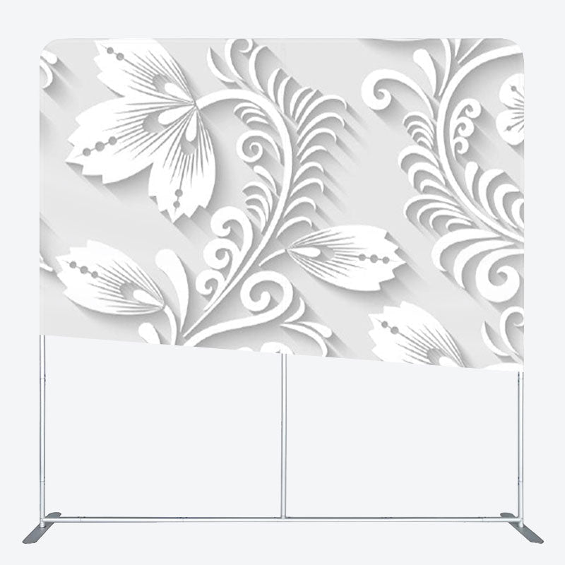 Aperturee - Aperturee White Flower Winding Relief Style Party Backdrop