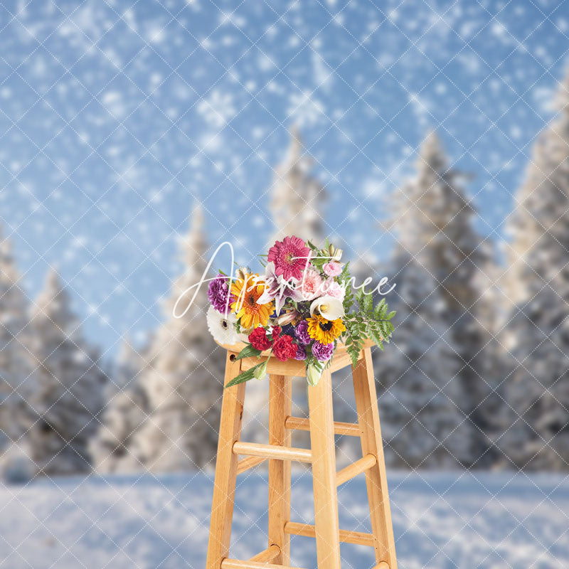 Aperturee - Aperturee White Forest Heavy Snow Sunshine Winter Backdrop