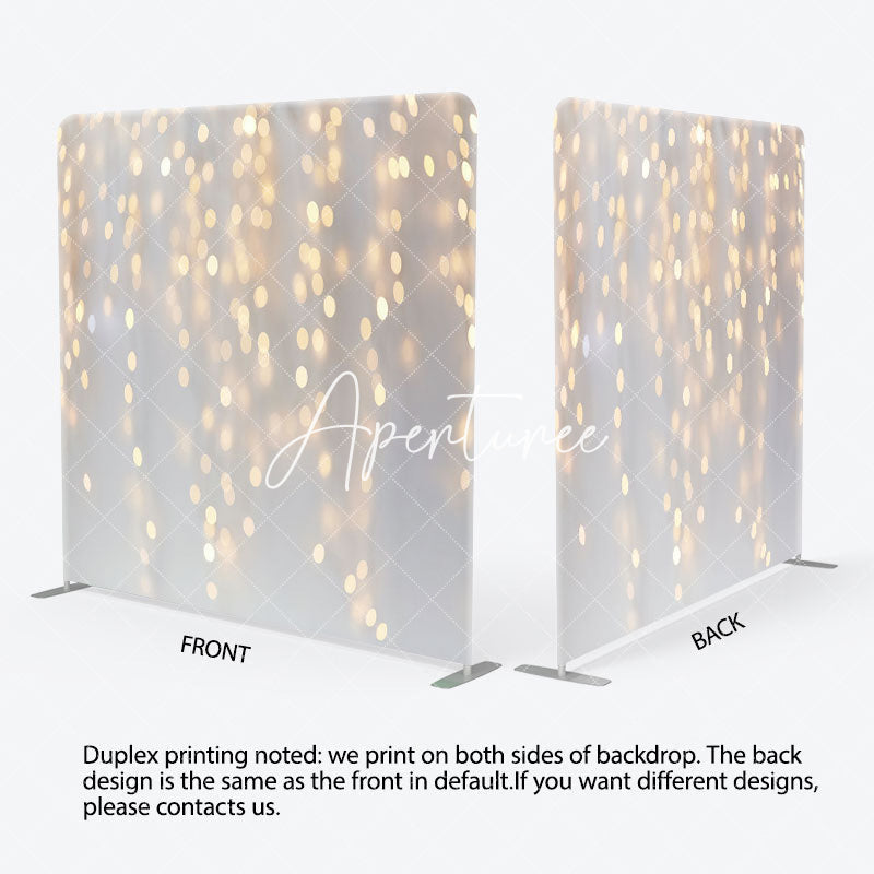 Aperturee - Aperturee White Gold Bokeh Party Square Double-Sided Backdrop