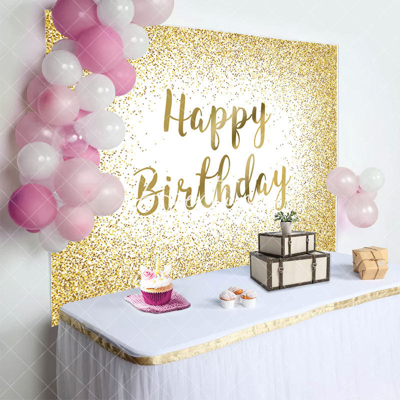 Aperturee - Aperturee White Gold Glitter Sparkle Birthday Party Backdrop