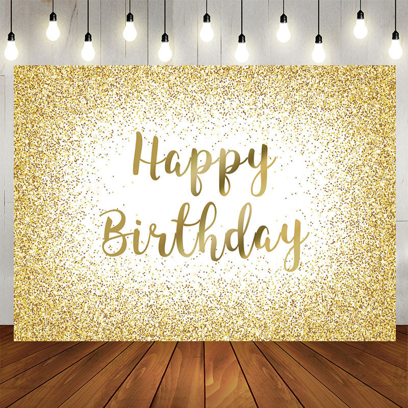 Aperturee - Aperturee White Gold Glitter Sparkle Birthday Party Backdrop