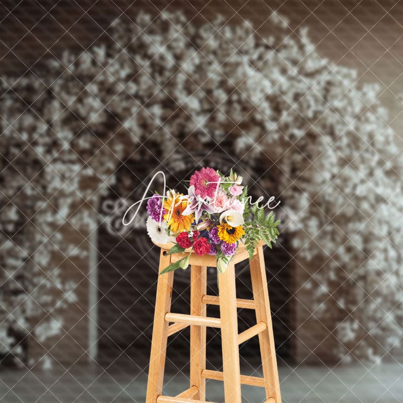 Aperturee - Aperturee White Grey Wall Arch Floral Wedding Photo Backdrop