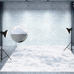 Aperturee - Aperturee White Heavy Snowy Forest Fence Room Set Backdrop