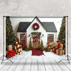 Aperturee - Aperturee White House Trunk Floral Trees Christmas Backdrop