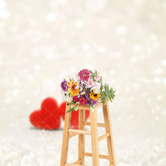 Aperturee - Aperturee White Light Bokeh Red Hearts Valentines Day Backdrop