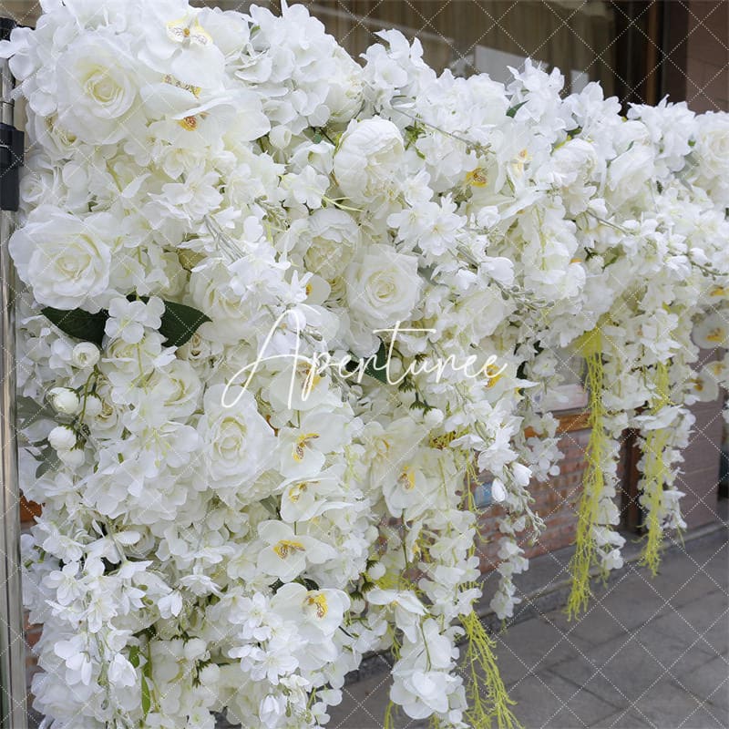 Aperturee - Aperturee White Luxury Artificial Flower Wall Wedding Decor