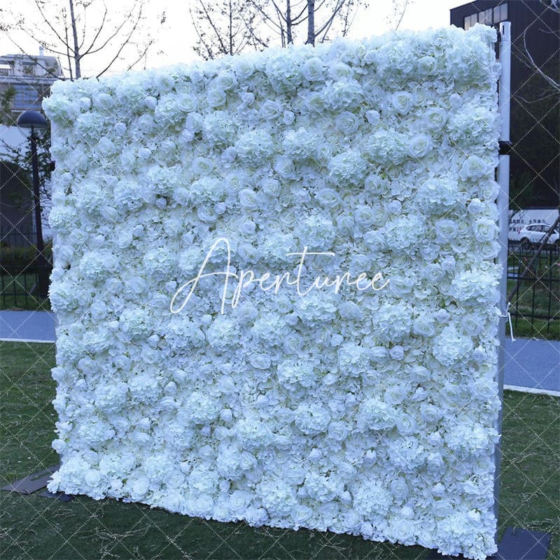 Aperturee - Aperturee White Luxury Fabric Artificial Flower Wall Party Decor