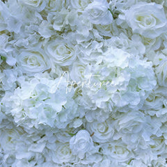 Aperturee - Aperturee White Luxury Fabric Artificial Flower Wall Party Decor