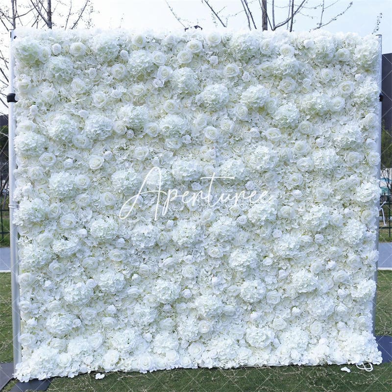 Aperturee - Aperturee White Luxury Fabric Artificial Flower Wall Party Decor