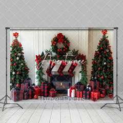 Aperturee - Aperturee White Modern Wall Fireplace Christmas Vibe Backdrop