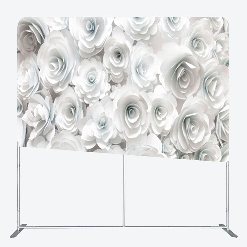 Aperturee - Aperturee White Paper Floral Backdrop Cover For Party Decor