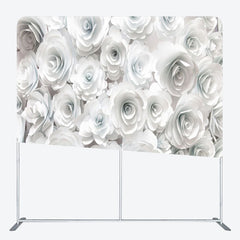 Aperturee - Aperturee White Paper Floral Backdrop Cover For Party Decor