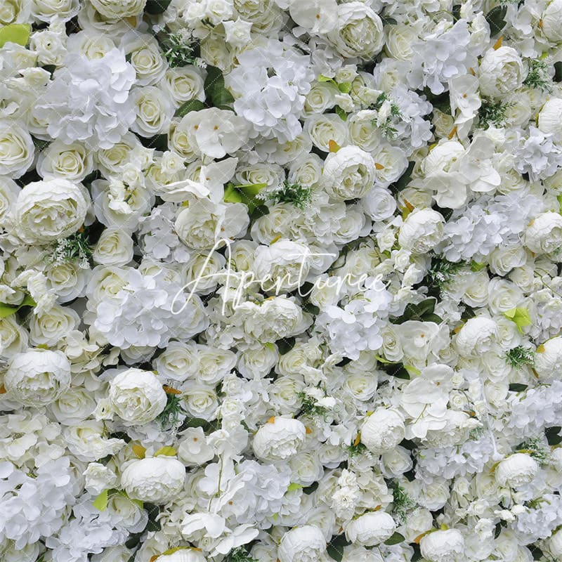 Aperturee - Aperturee White Peony Artificial Flower Wall Wedding Decor