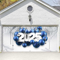 Aperturee - Aperturee White Pine Leaves Blue Balloon Garage Door Banner