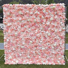 Aperturee - Aperturee White Pink Elegant Flower Wall For Wedding Decor