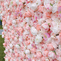 Aperturee - Aperturee White Pink Elegant Flower Wall For Wedding Decor