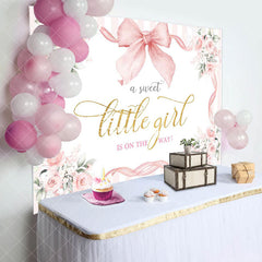 Aperturee - Aperturee White Pink Floral Bow Tie Sweet Little Girl Backdrop