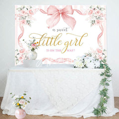 Aperturee - Aperturee White Pink Floral Bow Tie Sweet Little Girl Backdrop