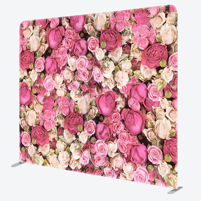 Aperturee - Aperturee White Pink Rose Fabric Backdrop Cover for Birthday