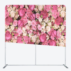 Aperturee - Aperturee White Pink Rose Fabric Backdrop Cover for Birthday