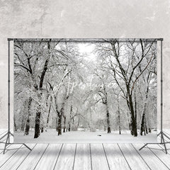 Aperturee - Aperturee White Pure Snowy World Forest Winter Photo Backdrop