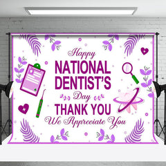 Aperturee - Aperturee White Purple Leaf Happy National Dentists Backdrop