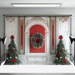 Aperturee - Aperturee White Red Green Wall Festive Christmas Vibe Backdrop