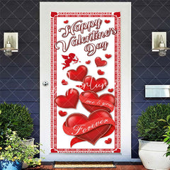 Aperturee - Aperturee White Red Hearts Happy Valentines Day Door Cover