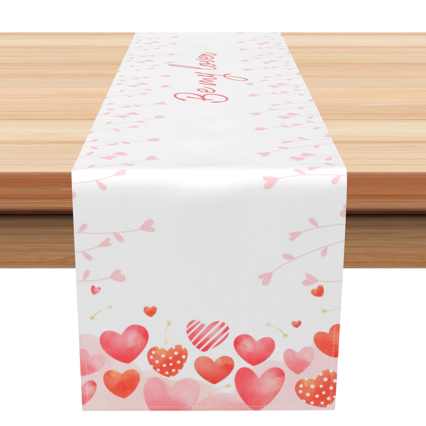 Aperturee - Aperturee White Red Hearts Romantic Be My Lover Table Runner