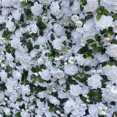 Aperturee - Aperturee White Rose Faux Floral Wall Backdrop For Wedding